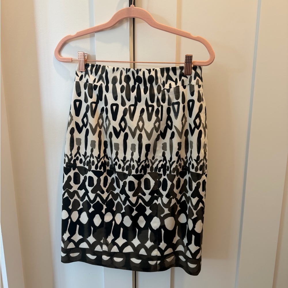 Elie Tahari Brown and White Patterned Skirt